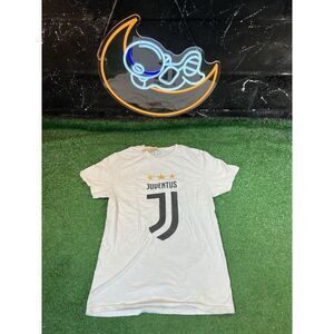 Juventus FC #7 Cristiano Ronaldo 100% Cotton Graphic Print White T-Shirt Men's M